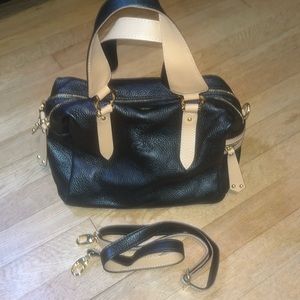 ROSSI Italian black leather hobo style shoulder handbag